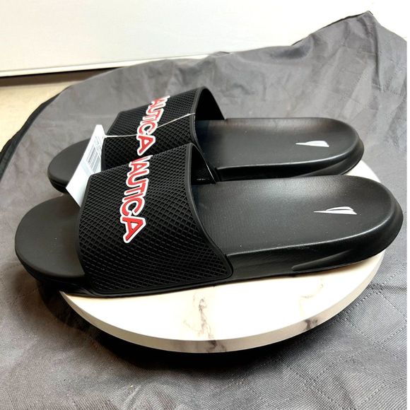 Nautica Men\'s Lando Shower Pool Sandals Open Toe Soft Slide Black SZ 13:NWT main image 8